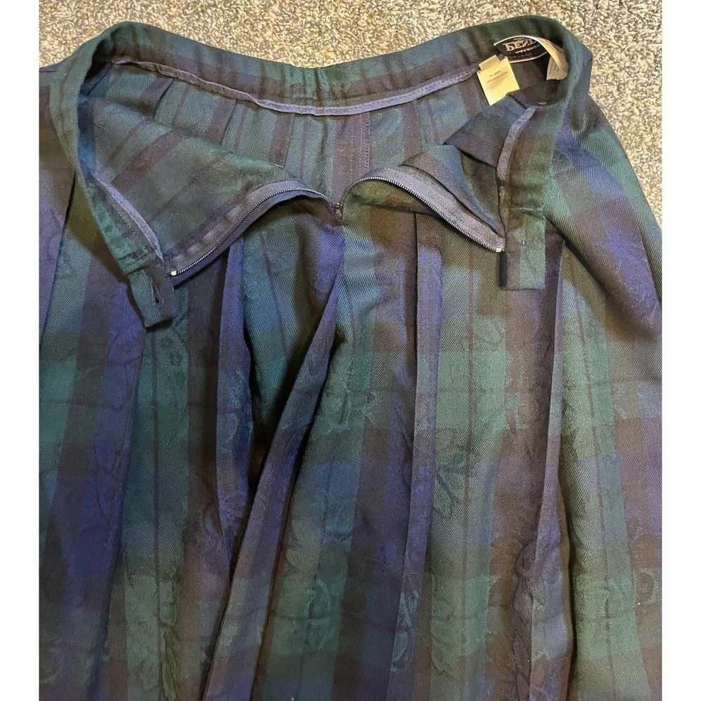 Vintage Pendleton Skirt Womens Petite 12 Green Striped Wool Pleated‎ Midi USA - Picture 7 of 12